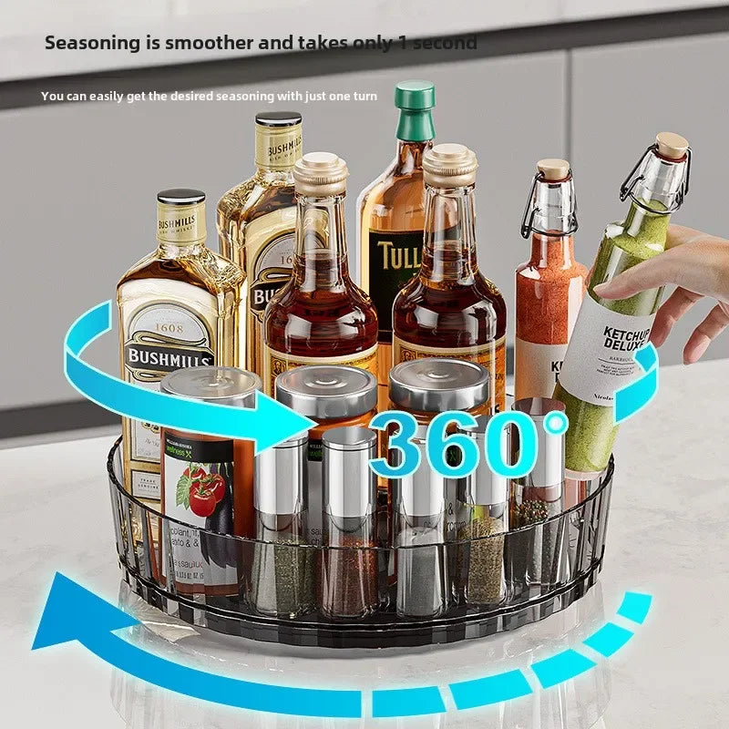 Rotating Spice Rack Organizer - Kitchen Storage for Condiment Bottles & Seasoning Jars | Desktop Storage Solution