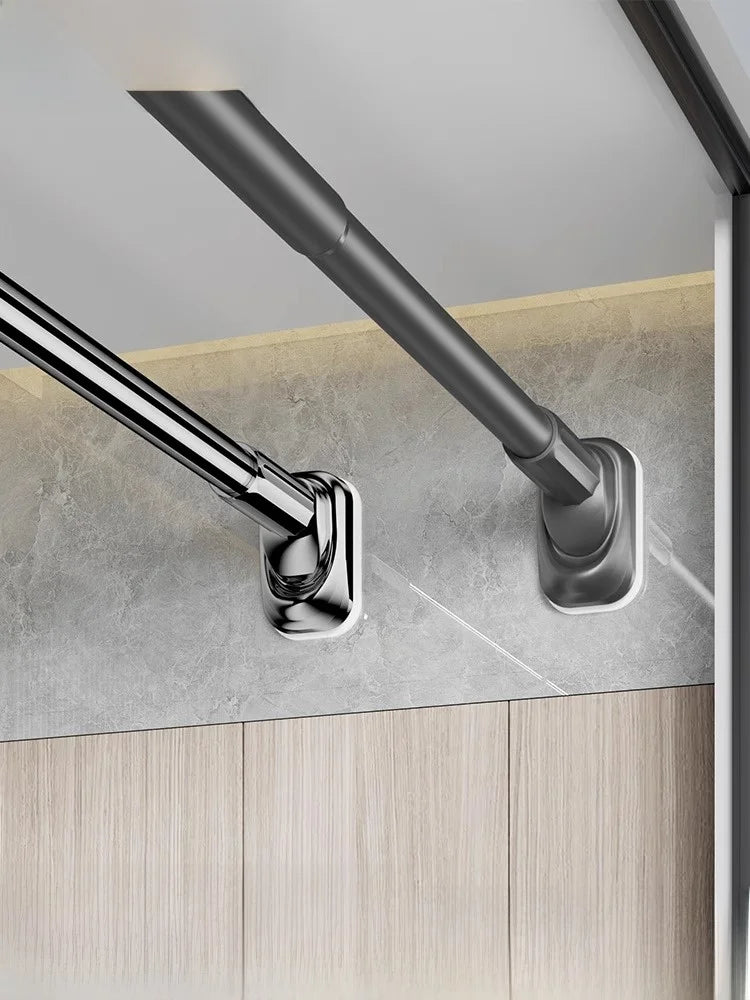 Retractable Clothes Drng Rods Wall Mounted Balcony Batoom Curtain Rods Wardrobe Clothes Hanger Rods No Drilling Required