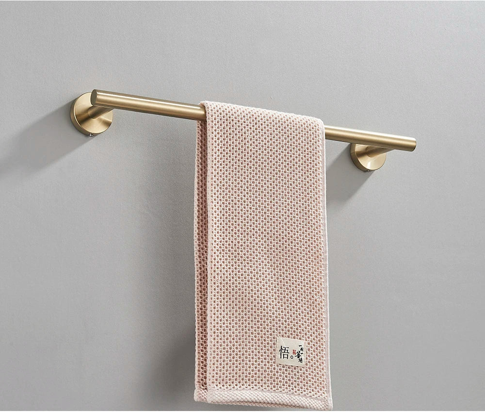 Brushed Gold Bathroom Accessories Towel Bar Bath Robe Hook Bathroom Hardware Set Shelf for Towels Paper Tissue Holder