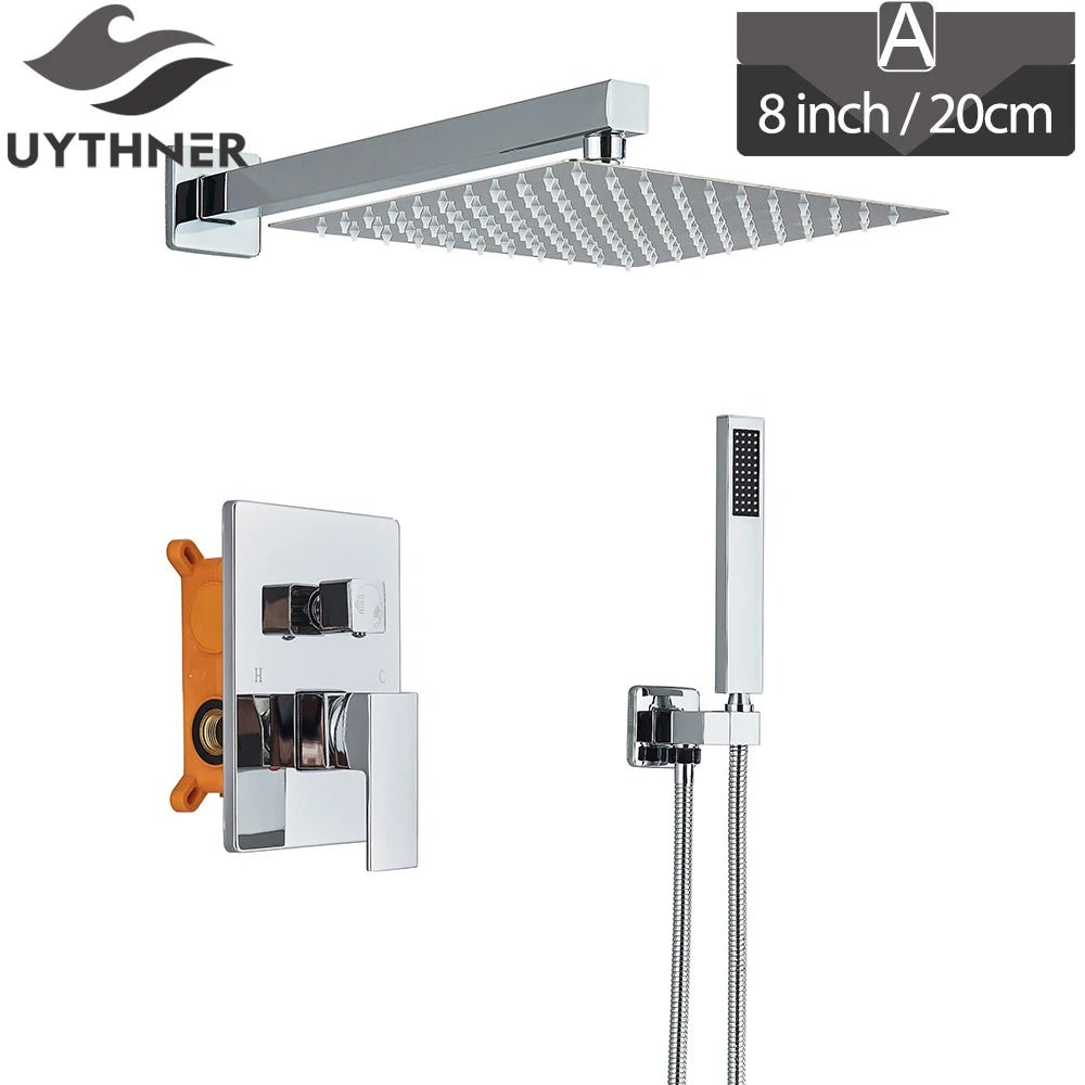 Bathroom Faucet Chrome Rain Shower Head Shower Faucet Wall Mounted Bathtub Bath Mixer Tap Beauty Bathroom Set Shower System