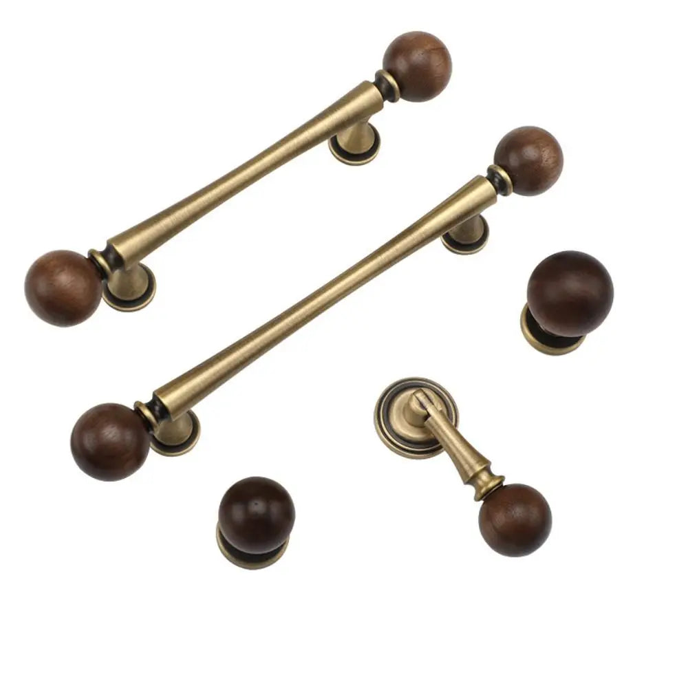 Brass Brass Cabinet Handles Walnut Wooden Walnut Knobs Luxury European Style Wardrobe Door Handles Door Handles