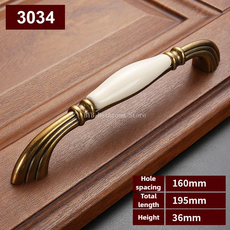 Drawer Knobs Wardrobe Door Handle European Furniture Hardware Zinc Alloy Antique Bronze Ceramic White Cabinet Handles