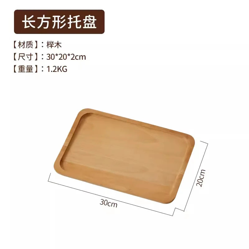 Large round Wooden Food Tray Serving Plate Waterproof l Wood Dert Plate Fruit Tray Wood Crt Decorative Item