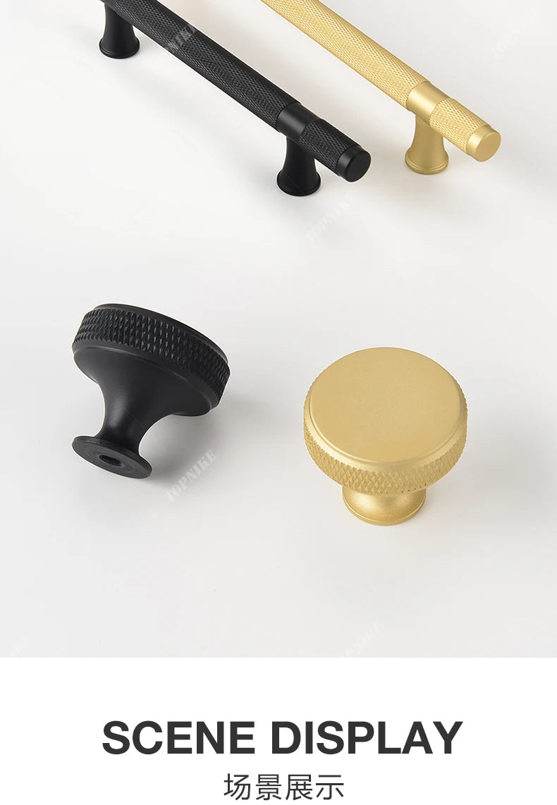 Simple Kitchen Cabinet Wardrobe Door Handles Drawer Knobs and Handles for Furniture Gold Black Knurled Nordic Style