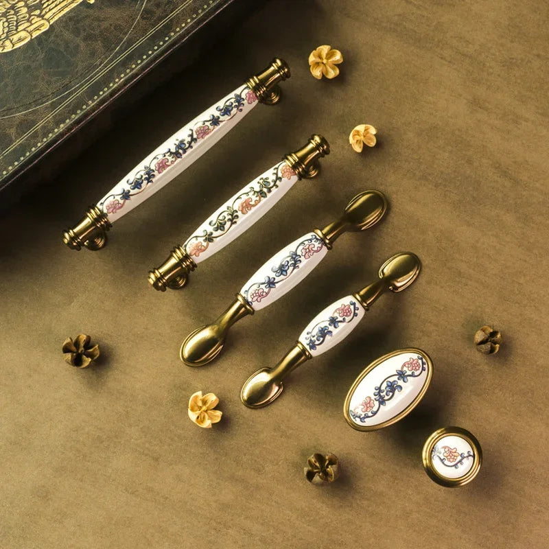 ceramic handle American retro cabinet door modern minimalist European style drawer cabinet wardrobe cabinet handle