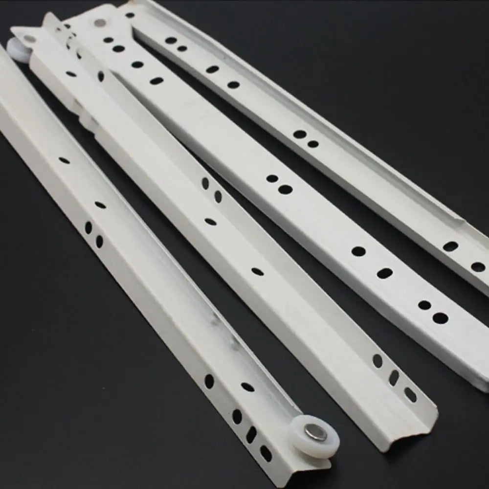 1Pair Chute Cabinets Keyboard Roller Pulley Furniture Slides Mute Two Section Drawer Track Slides Cabinet Rails