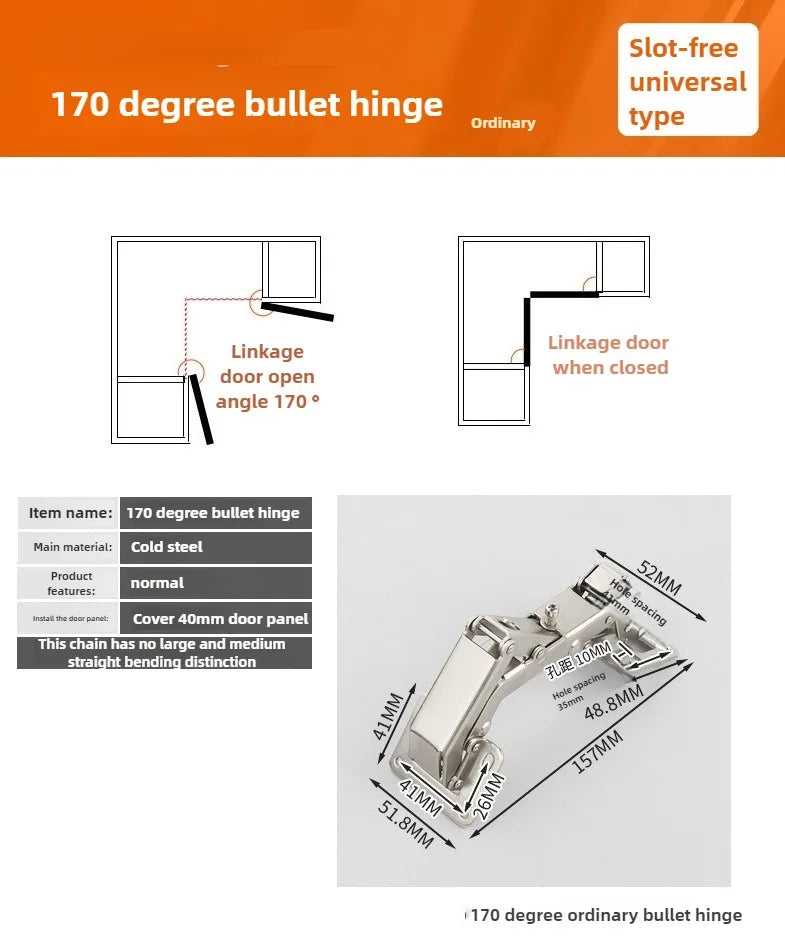 NORMAL Cabinet Hinge 90/150/170 Degree No-Drilling Hole Cupboard Door Hydraulic Hinges Soft Close With Screws Furniture Hardware