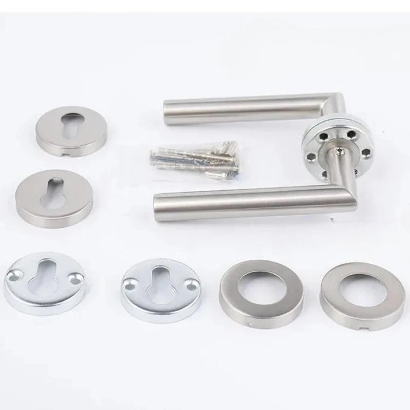 Door Handle Set Stainless Steel Interior Home Lever Handle Lock Durable Adjustable Latch Security Knob For Bedroom Bathroom