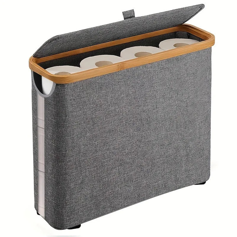 Toilet Paper Storage Basket with Transparent Window and Lid Paper Toys Laundry Storage Organizers for Bathroom Accessories