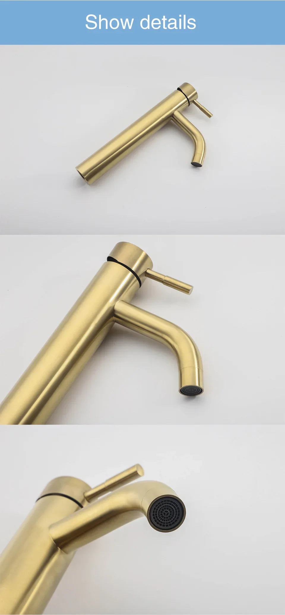 Bathroom Faucets Bathroom Basin Faucet Cold and Hot Water Mixer Sink Tap Single Handle Deck Mounted Brushed Gold Tap