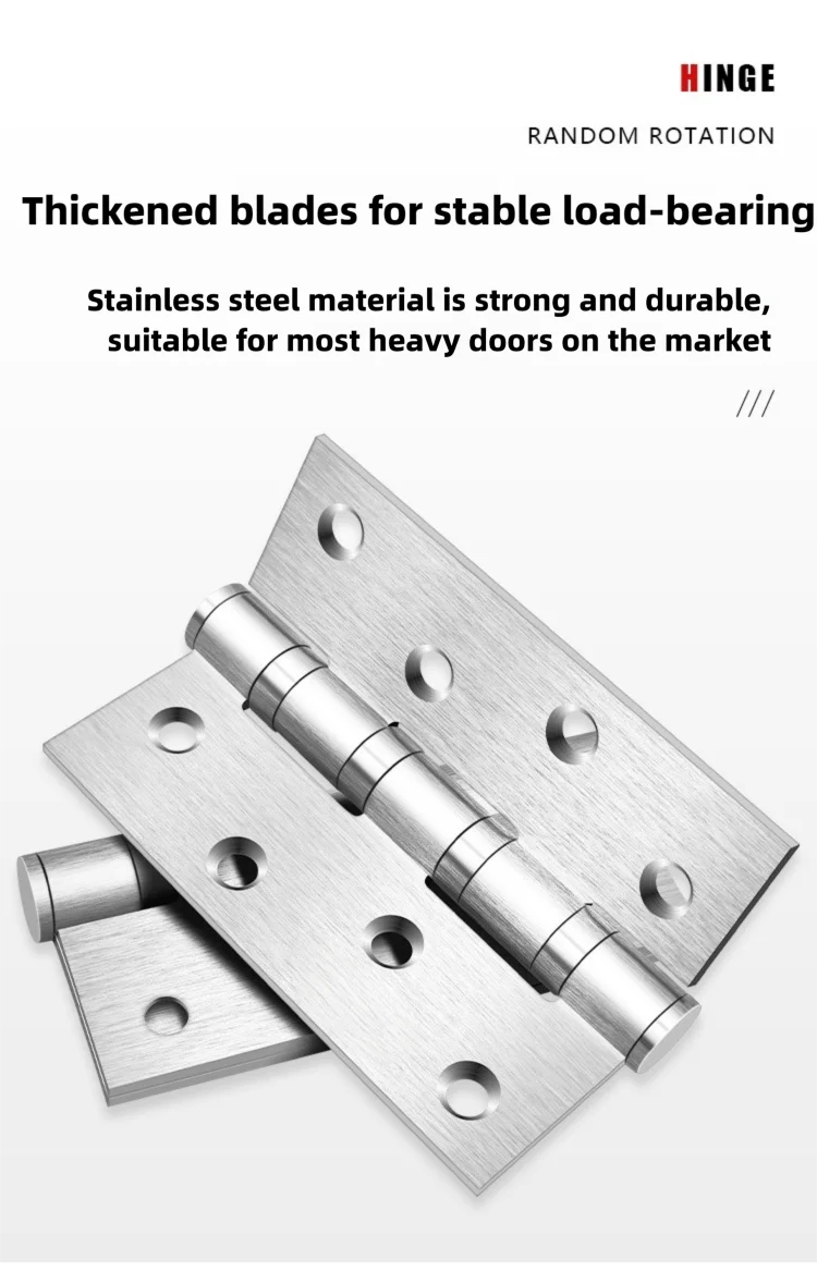 A Pair Of Stainless Steel Door Butt Hinges Furniture Hardware Decorative Accessories 4/5 Inch High-Quality Folding Hinges