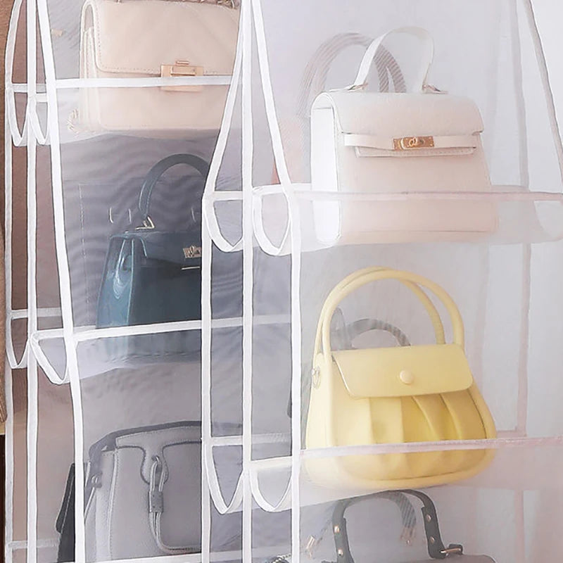 Hanging Handbag Organizer Wardrobe Closet Transparent Storage Bag Door Wall Clear Sundry Shoe Bag Hanger Pouch Accessories Stuff