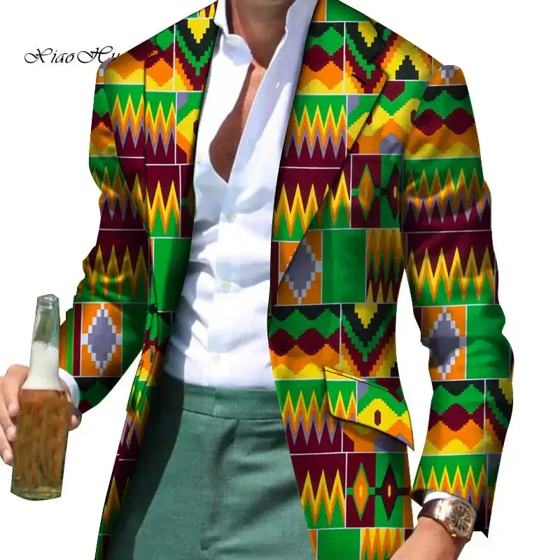African Men Clothes Smart Causal Customized Slim Fit Fancy Suit Blazer Jackets Formal Coat Business Dashiki Party Wedding WYN530