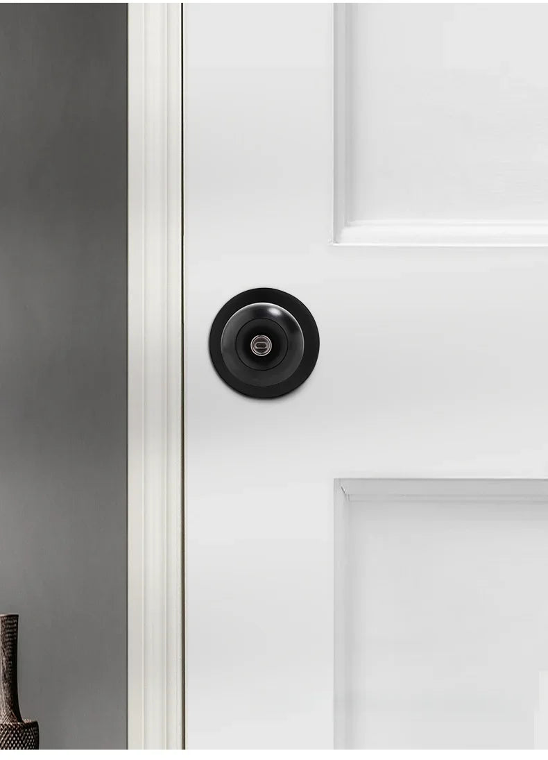 Stainless Round Door Knobs Rotation Lock Knobset Handle with Key for Bedrooms Bathrooms Utility Room Hardware Accessories