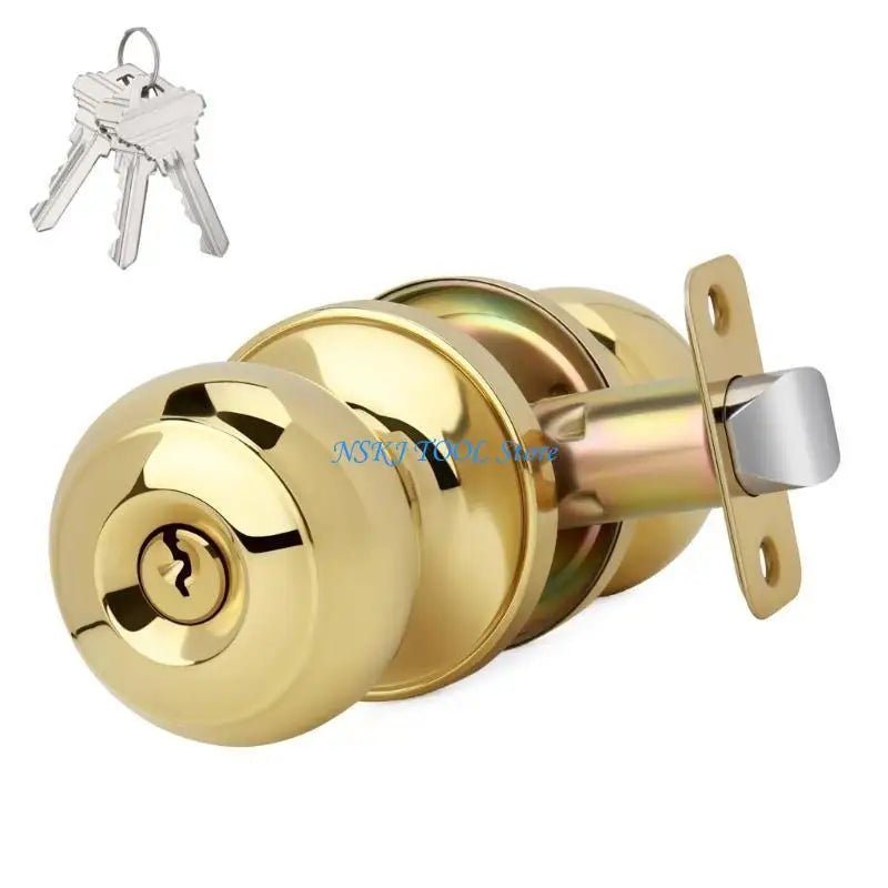 L8RC Zinc Alloy Round Door Knobs Knobset Entrance Lock Interior Door Handles for Hallway, Closet, Bathroom Easy to Install