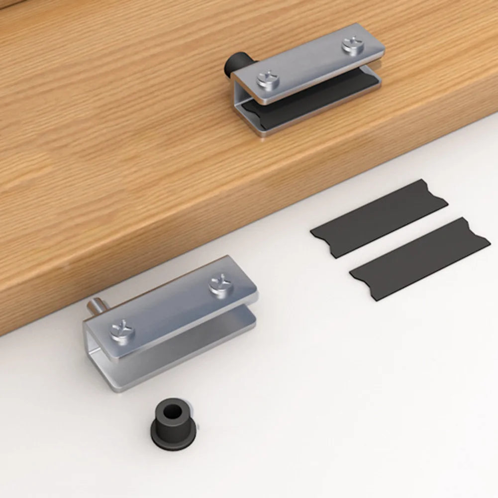 2Pcs Glass Door Hinges Stainless Steel No Drilling Rust-Proof Black Pivot Door Hinge Suitable For 5~6mm Glass Doors