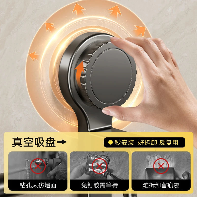 Towel Rack Bathroom No-Drill Storage Rack Suction Cup Wall-Mounted Towel Rack Toilet Bathroom Double Towel Hanging Rod