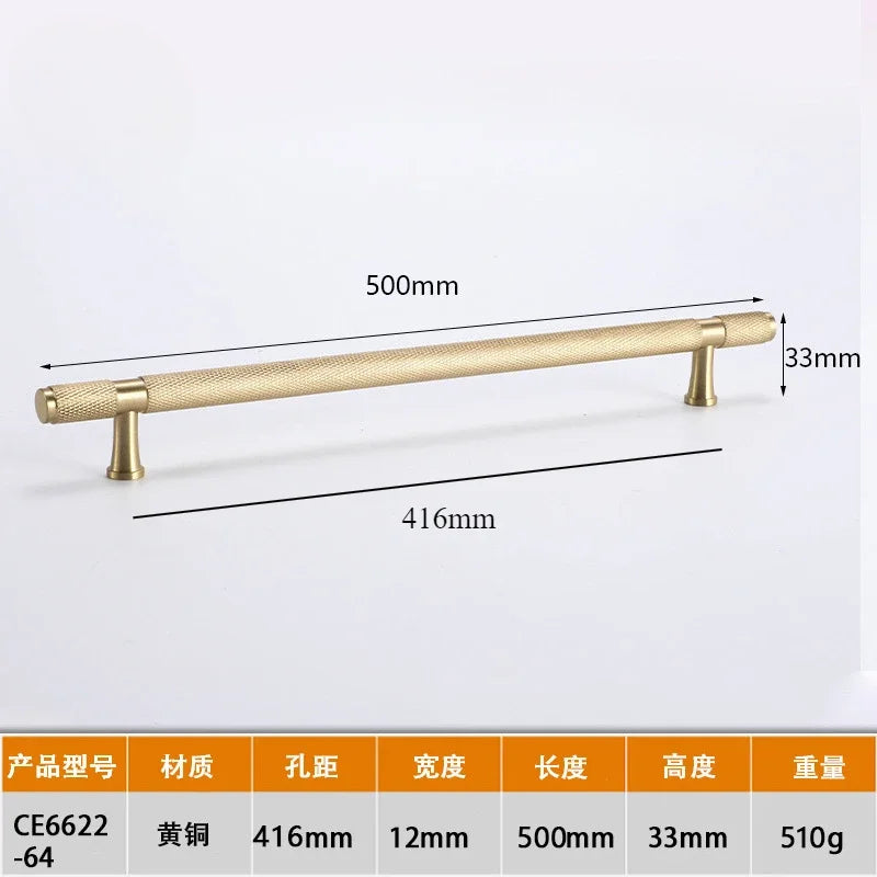 Modern Knurl Solid Brass Cabinet Knobs and Handles Golden Luxury Handles for Furniture Drawer Wardrobes Shoe Cabinets Pulls