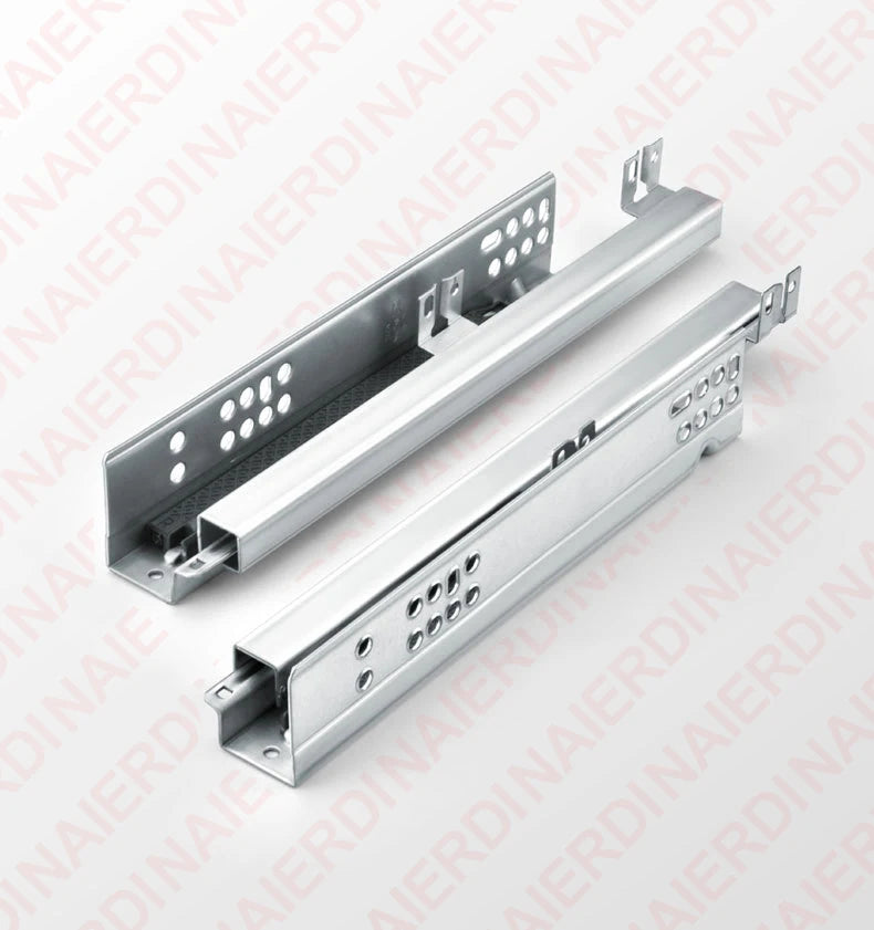 NAIERDI 1Pair 10"-20" Under Mount Hydraulic Drawer Slides Rails Soft Close 2 Section Damper Buffer Hidden Tracks Drawer Rails