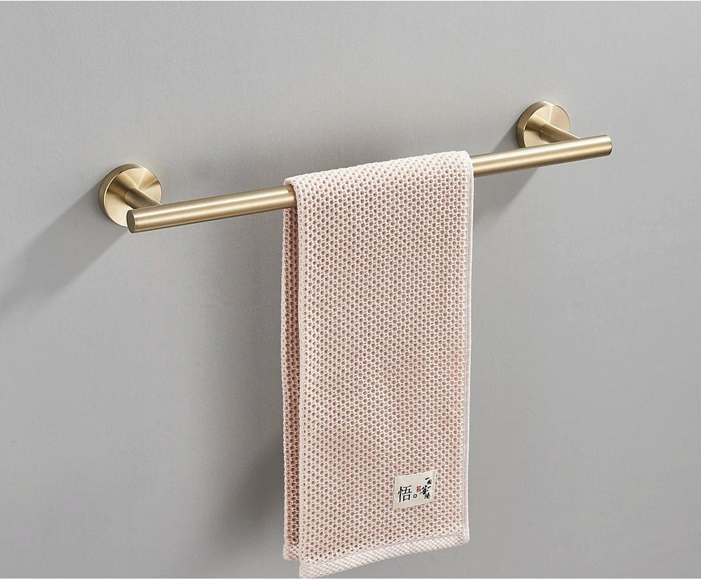 Brushed Gold Bathroom Accessories Towel Bar Bath Robe Hook Bathroom Hardware Set Shelf for Towels Paper Tissue Holder