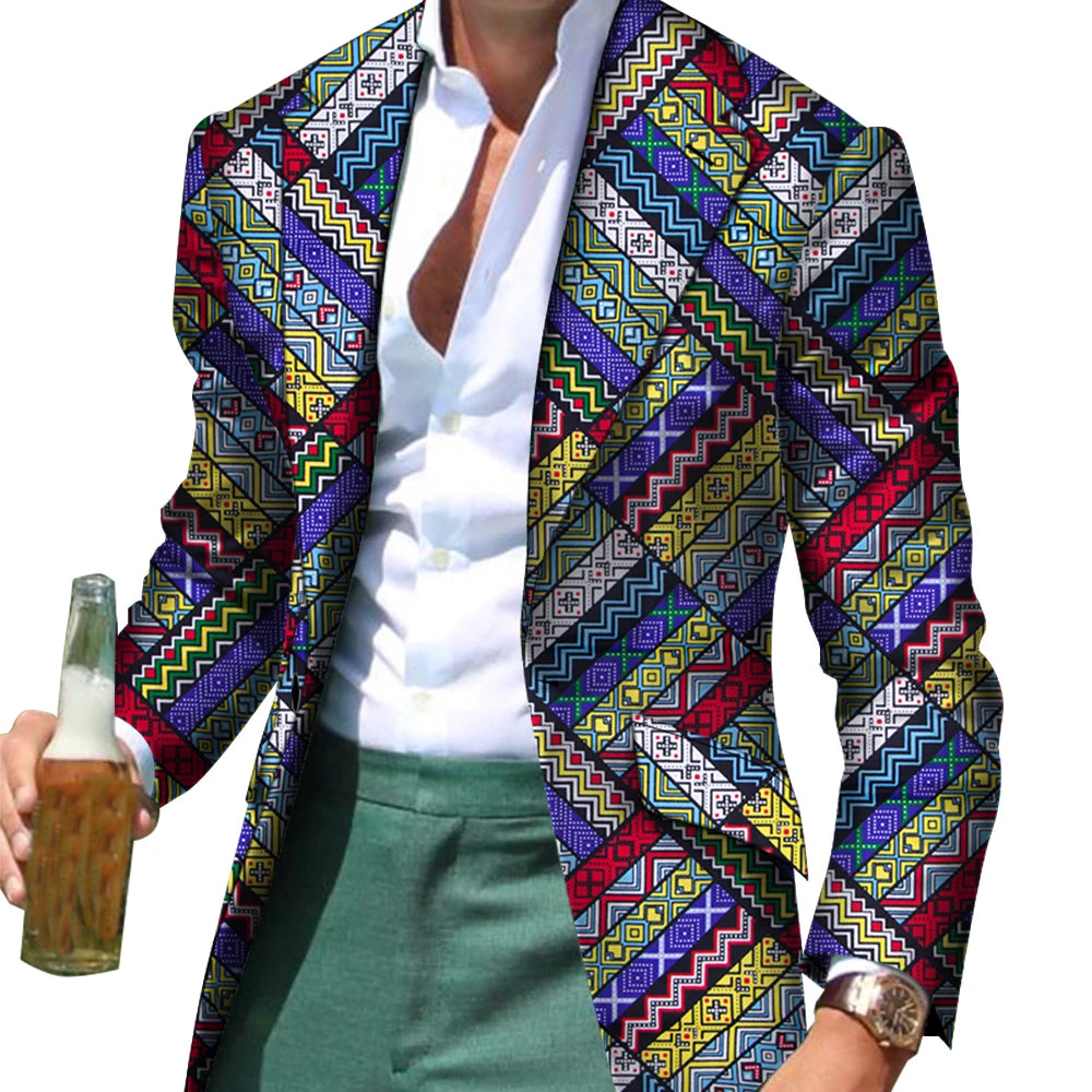 African Men Clothes Smart Causal Customized Slim Fit Fancy Suit Blazer Jackets Formal Coat Business Dashiki Party Wedding WYN530