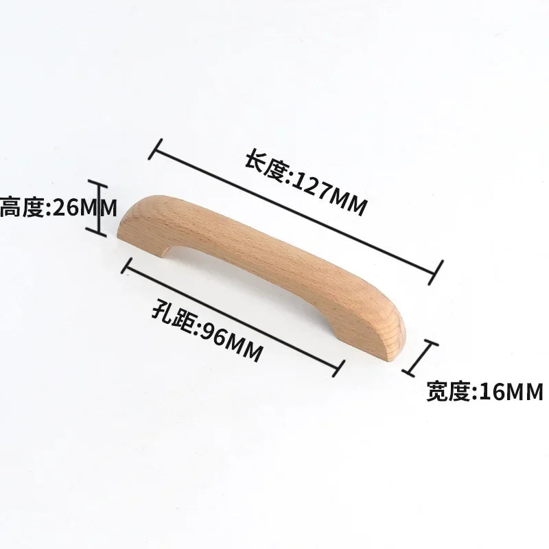 Drawer Furniture Wooden Door Cupboard Handles  Solid Wood Kitchen Cabinet Handle Drawer Knobs for Furniture