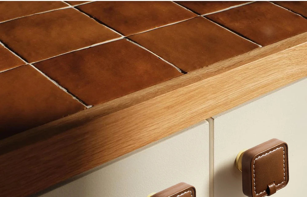 Modern minimalist wardrobe door handle drawer cabinet handmade leather small handle cabinet single hole gold handle set