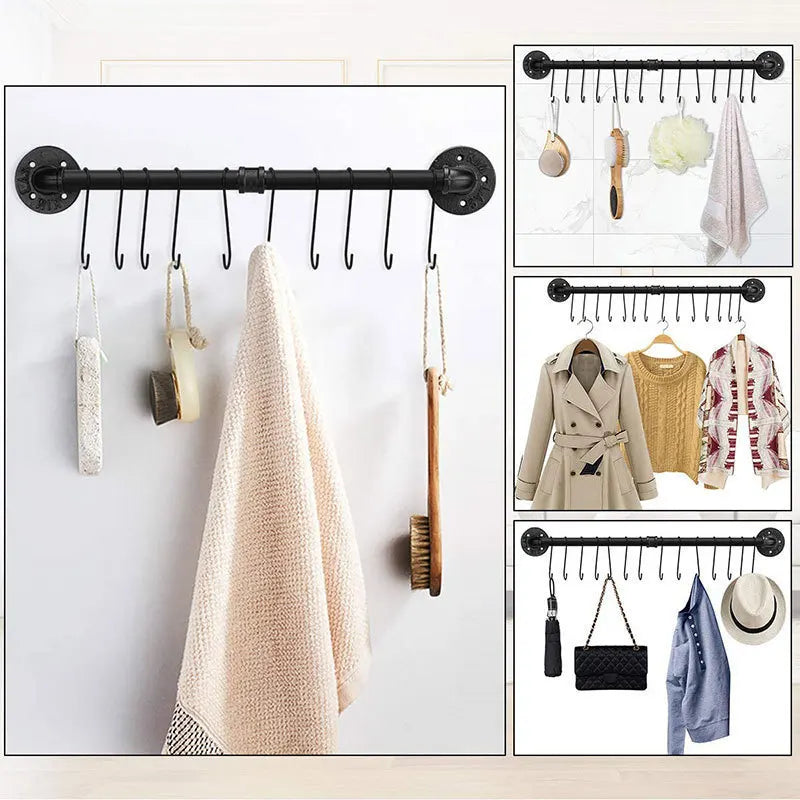 Kitchen Hook Hanging Rod Rack Punching Multi-functional Spatula Storage Wall-mounted Rack Kitchenware Bathroom Home  Big Storage