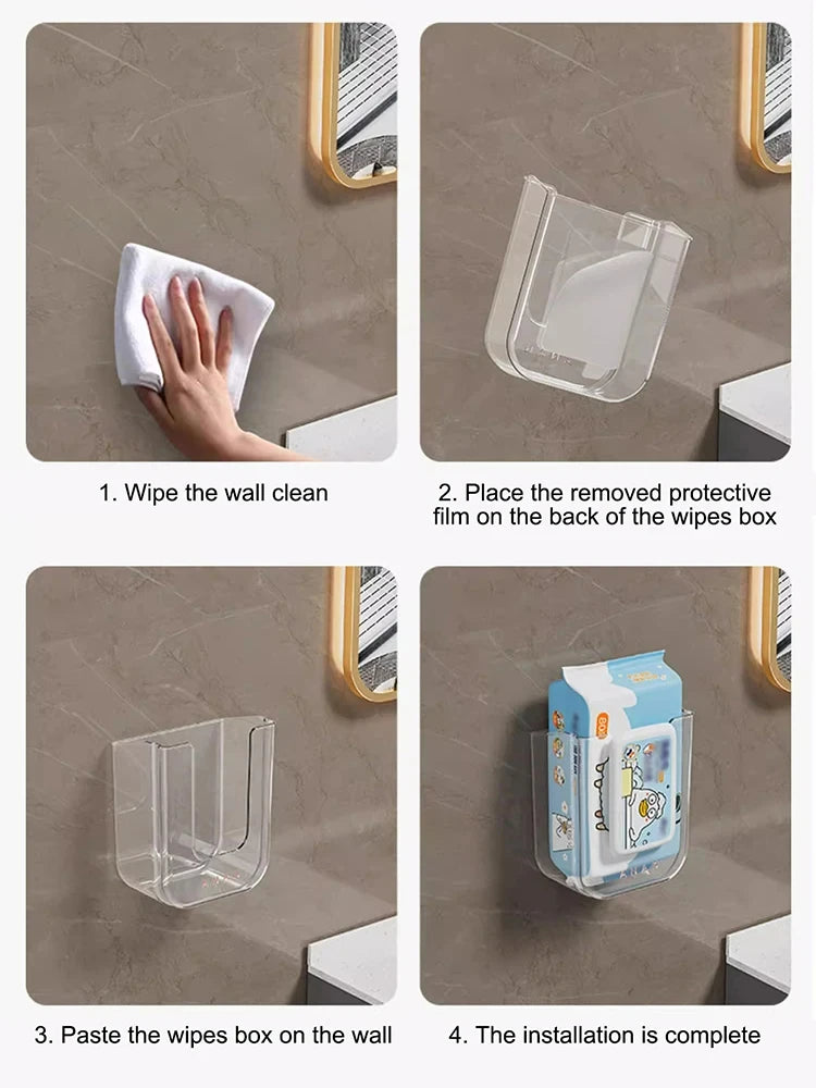 Bathroom Non Perforated Wall Mounted Wet Tissue Storage Box with Large Opening and Strong Load-bearing Capacity Storage Boxes