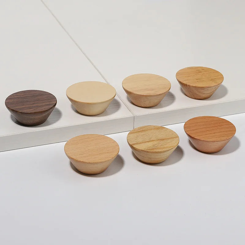 circular button handle modern cabinet handles solid wood home wardrobe drawer cabinet handle single hole wooden handle