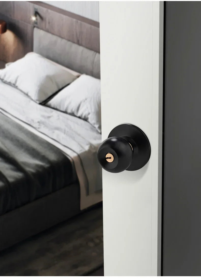 Interior Round Ball Door Knobs, Key Handles, Stainless Steel Locksets for Bathroom, Bedroom