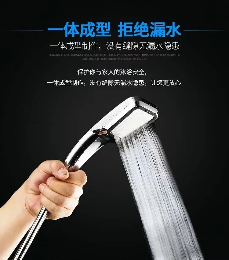 Bathroom Shower Head 300-Hole Square Hand-Held Pressurized Shower Nozzle Bath Shower Pressurized Head Water-Saving