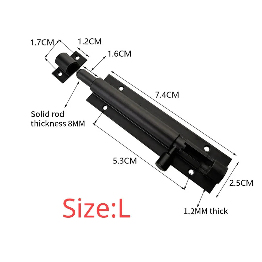 Black Door Lock Barrel Aluminum Alloy Door Lock Latch for Home Hardware Gate Safety Door Bolt Tower Window Catch Lock Silver