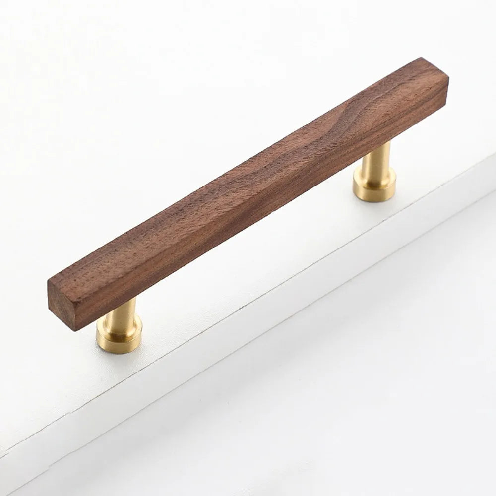 High-End Walnut Wood Wood Cabinet Handles Beech Wood Luxury Design Door Knobs Modern Minimalist Drawer Pulls Dresser