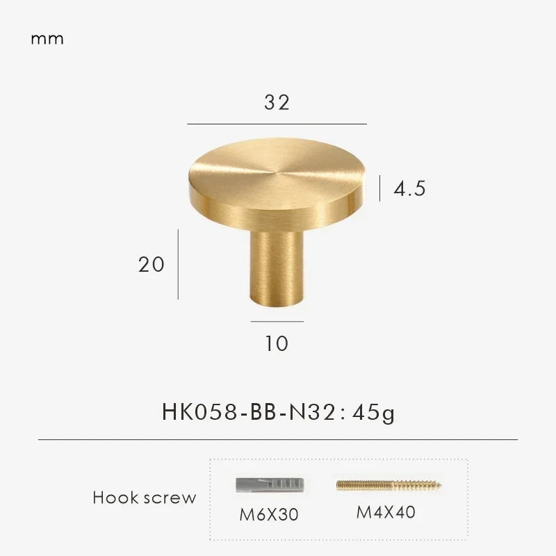 Solid Brass Circular Gold Black Antique White Cabinet Furniture Knobs Wall Bathroom Clothes Hook Handle