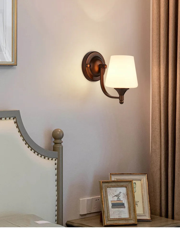 Bathroom Light Lighting with White Frosted Glass Shade, Wall Lamp for Mirror Kitchen Bedroom Living Room Porch