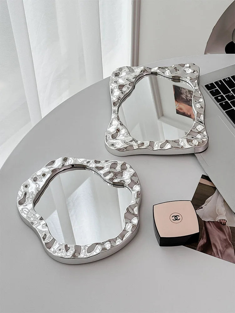 Bathroom Handled Mirror Vanity Women Design Portable Mirror Small Dorm Espejo Maquillaje Luz Home Decoration Accessories