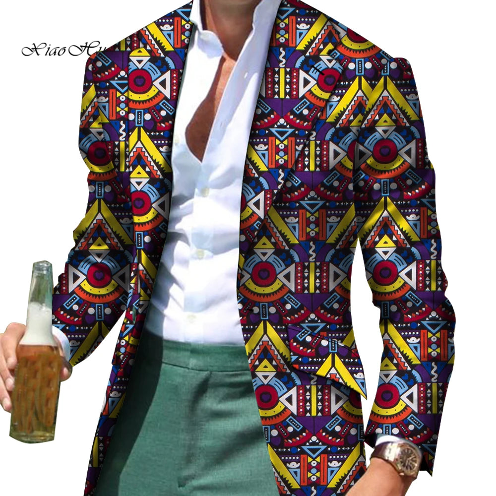 African Men Clothes Smart Causal Customized Slim Fit Fancy Suit Blazer Jackets Formal Coat Business Dashiki Party Wedding WYN530