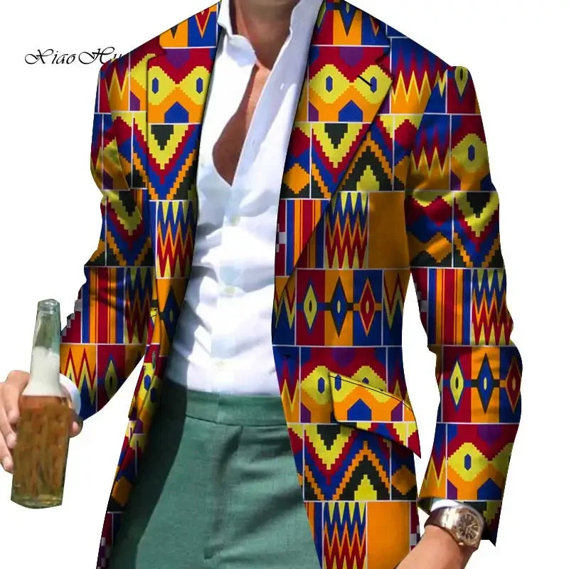 African Men Clothes Smart Causal Customized Slim Fit Fancy Suit Blazer Jackets Formal Coat Business Dashiki Party Wedding WYN530