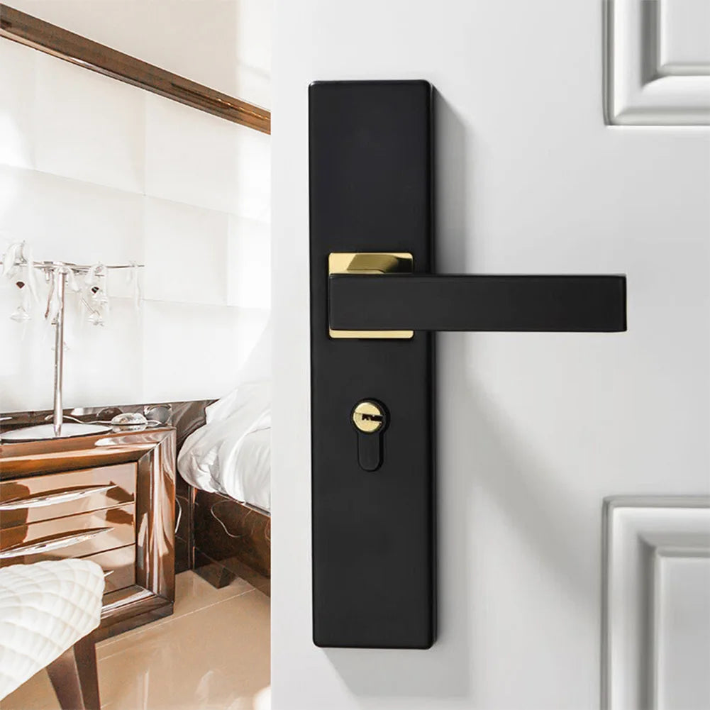 Mute Door Lock Split Handle Metal Door Security Lock with Keys Security Entrance Mechanical Door Lock for Bedroom Bathroom