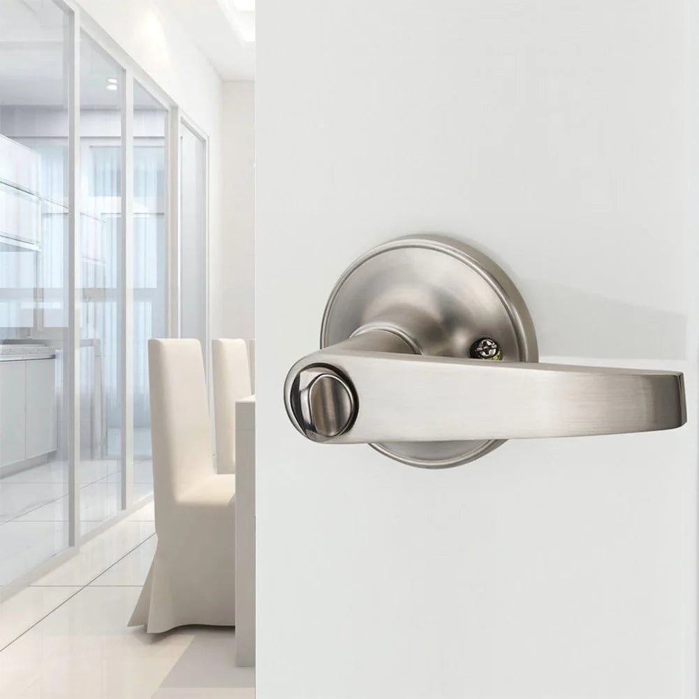 Door Lever Lock with 3 Keys Locking Door Handle Stainless Steel Interior Lever Lock Door Knob Replacement for Home Office