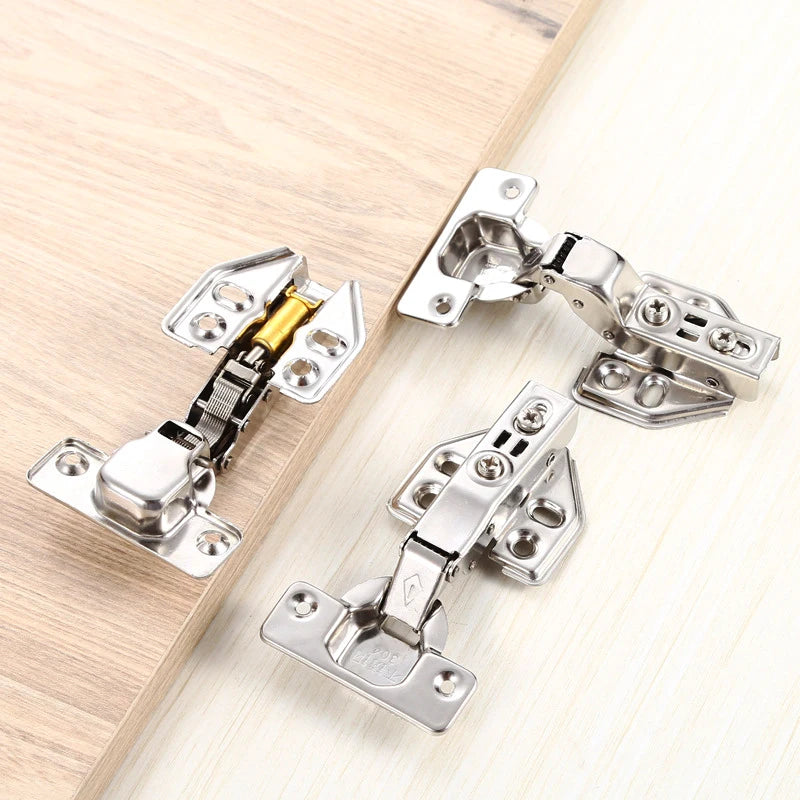 2/10 Pcs Stainless Steel Cabinet Door Hinges Hydraulic Damper Buffer Soft Close Quiet Wardrobe Door Concealed Hinges with Screws