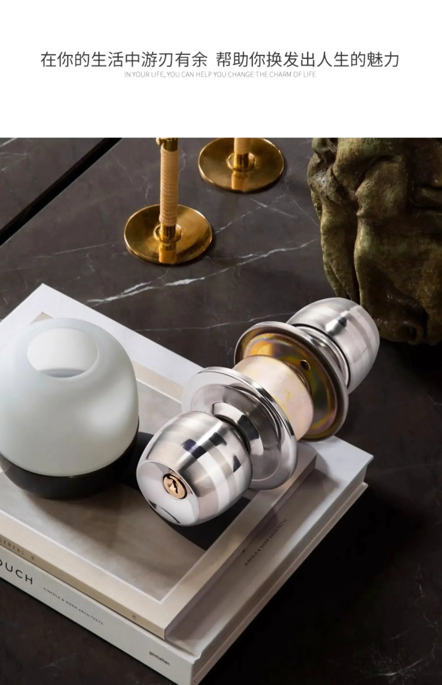 Interior Round Ball Door Knobs, Key Handles, Stainless Steel Locksets for Bathroom, Bedroom