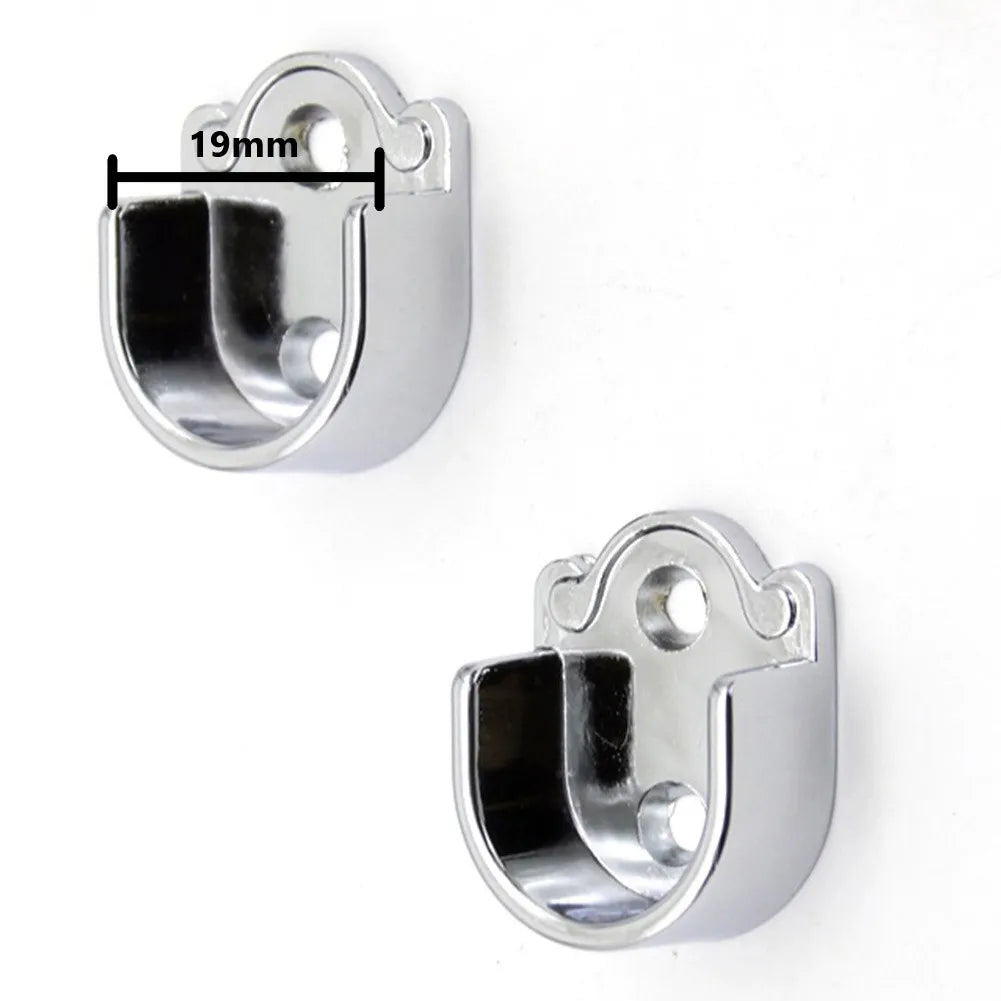 Wardrobe Rail Hanger Rod Socket Support Tube Round End Bracket Holder Heavy Duty U Shaped Rod Socket Home Hardware Accessories