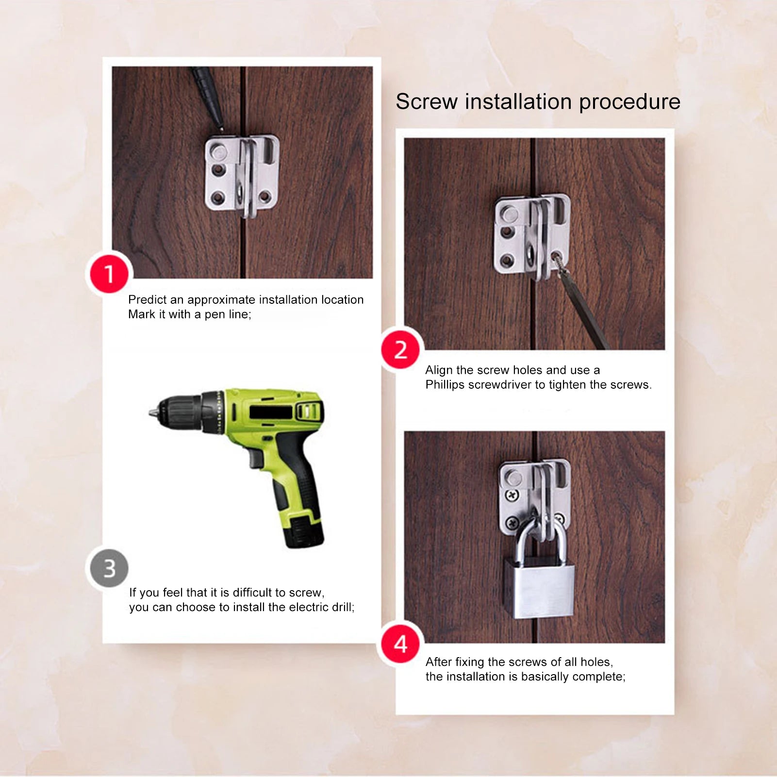 Door Bolts Buckles with Screw Stainless Steel Latch Hasp Door Locks Security Door Locks for Bedroom Drawer Window
