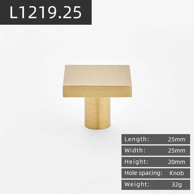 Modern solid brass single hole cabinet door Pull handle Simple wardrobe drawer Cabinet light luxury square knob