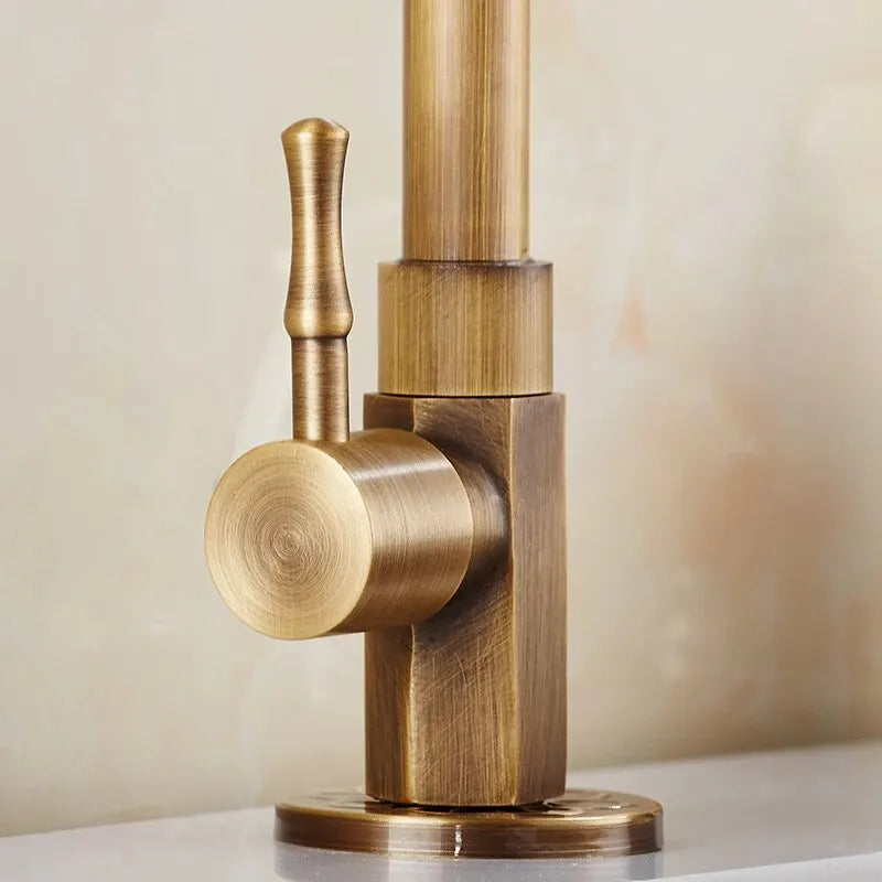 Cold Kitchen Sink Faucet Antique Bronze Finished 360 Degree Single Hole Water Tap Cooper Kitchen Tap ELK12