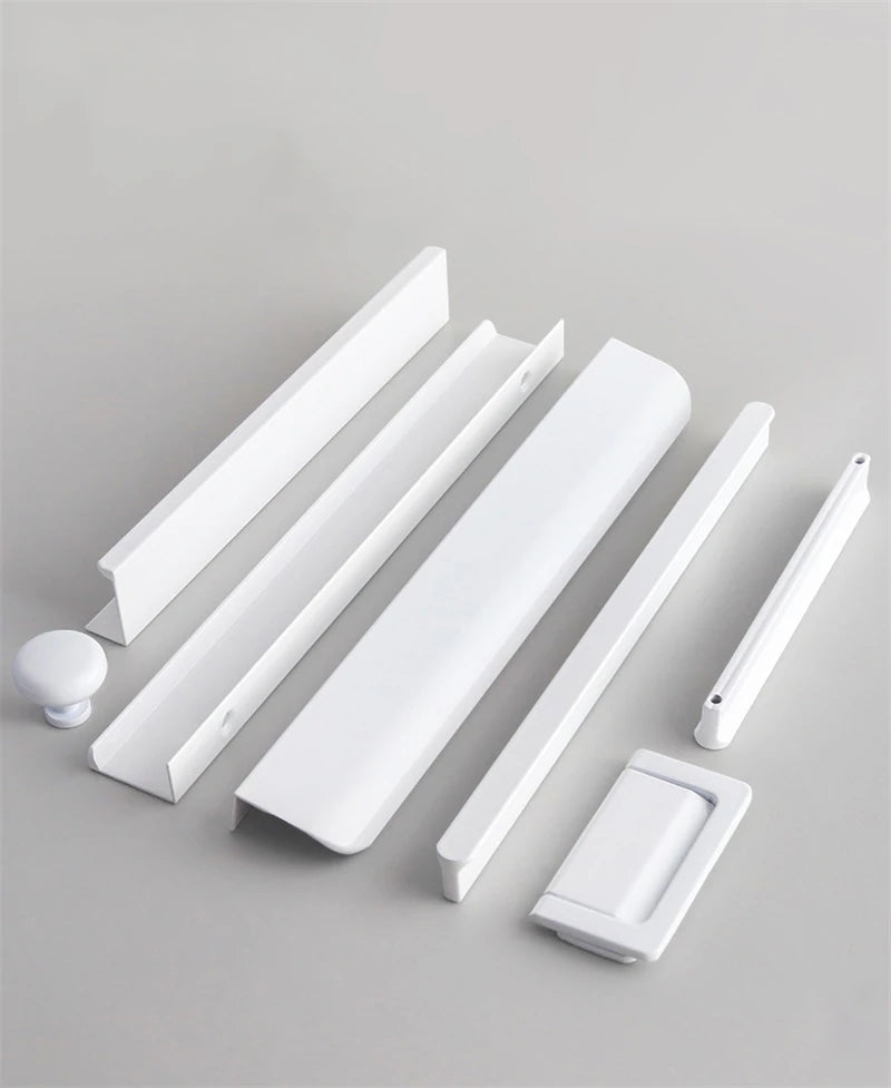 Modern Simple White Long Cabinet Handle Kitchen Cupboard Furniture Length Door Handle  Wardrobe Closet Hardware Drawer Pull Knob