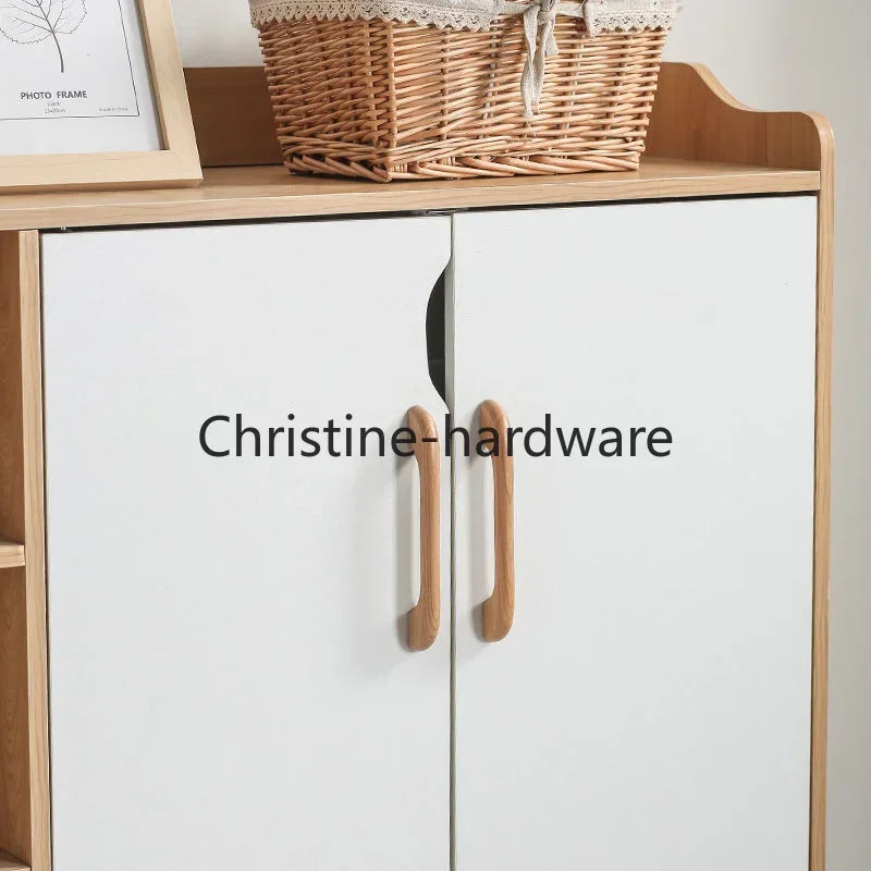 Simple Modern Wooden Cabinet Round Single-hole Handle Drawer Door Kitchen Shoe Cabinet Solid Wood Log Handle
