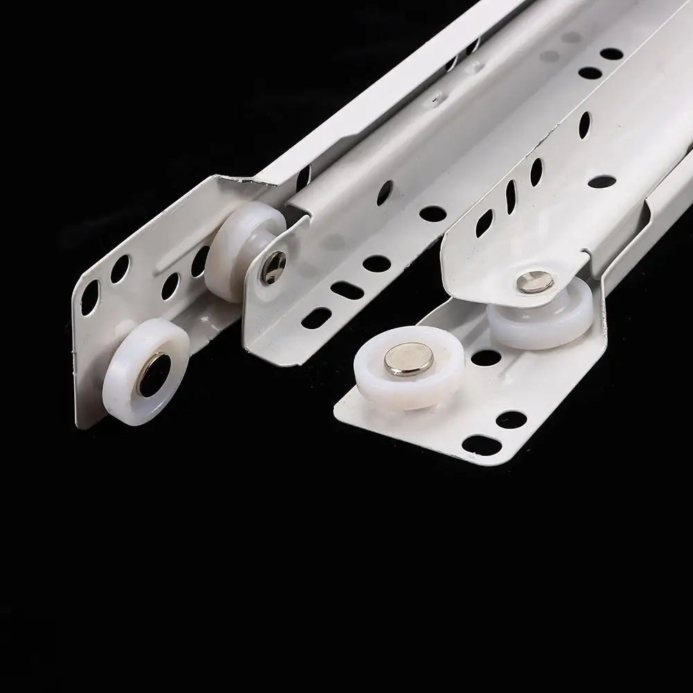 1Pair Chute Cabinets Keyboard Roller Pulley Furniture Slides Mute Two Section Drawer Track Slides Cabinet Rails